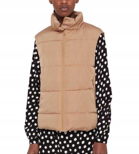 Yas Bezrękawnik Damski Brązowy Rozpinany Na Co Dzień M K2A