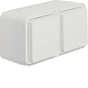 Berker W.1 Berker Gniazdo SCHUKO 2P+Z 2-kr poziome 2 wejścia, kompletne, IP55, biały - Gniazdka elektryczne - miniaturka - grafika 1