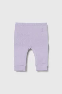 Spodnie i spodenki dla dziewczynek - United Colors of Benetton spodnie bawełniane niemowlęce kolor fioletowy gładkie - grafika 1