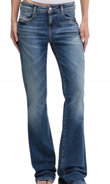 Diesel Jeansy Damskie Rurki Niebieskie Z Przetarciami Proste 24/32 Jyd