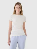 Koszulki i topy damskie - 4F T-shirt slim z modalem damski - biały L - miniaturka - grafika 1