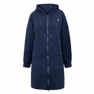 Bluzy damskie - Długa bluza rozpinana damska z kapturem tunika granatowa Captain Mike L - miniaturka - grafika 1