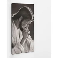 Ikony i obrazy sakralne - Jezus Modlitwa czarno biały - obraz polycanvas, 50x100 - miniaturka - grafika 1