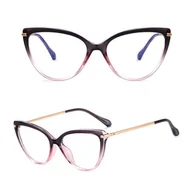 Okulary korekcyjne, oprawki, szkła - Okulary kocie do komputera damskie z filtrem BLUE Light zerówki 2563-7 - miniaturka - grafika 1