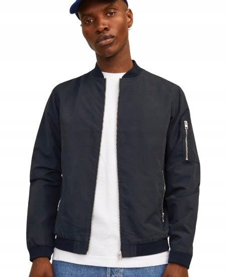 JACK JONES PLUS SIZE KURTKA MĘSKA BOMBER CZARNA NA ZAMEK 7XL 1J9A