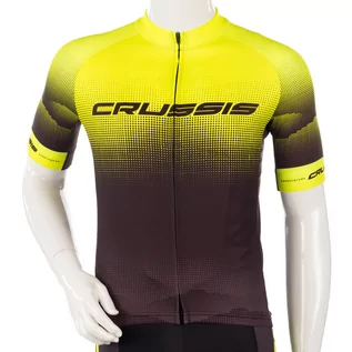 Koszulki rowerowe - Koszulka kolarska z krótkim rękawem T-shirt Crussis, Czarny-fluo żółty, XXL - grafika 1