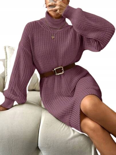 SHEIN SUKIENKA DZIANINOWA Z GOLFEM Z DŁUGIM RĘKAWEM S Ł6C