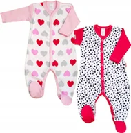 Pajacyki dla niemowląt - PAJAC pajacyk 2PAK KLEKLE r 68 Serca Serduszka RÓŻ - miniaturka - grafika 1