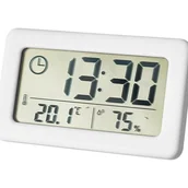 Stacje pogodowe - Elektroniczny termohigrometr, mały zegar, cyfrowy wskaźnik temperatury i wilgotności, biały - miniaturka - grafika 1
