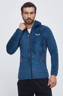 Bluzy męskie - Salewa bluza sportowa Tognazza męska kolor niebieski z kapturem gładka - miniaturka - grafika 1