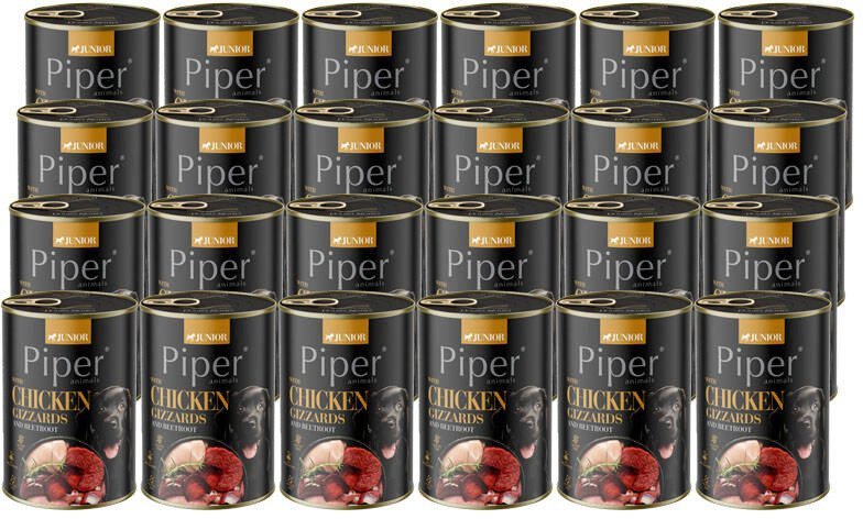 Piper Animals Junior Mokra karma dla psa z żołądkami z kurczaka i burakiem zestaw 24 x 400 g