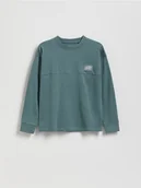 Bluzki dla chłopców - Reserved - Bawełniany longsleeve - morski - miniaturka - grafika 1