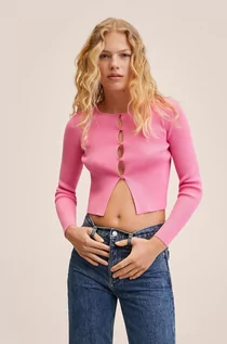 Swetry damskie - Mango kardigan Gruyer damski kolor różowy lekki - grafika 1