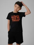 Koszulki dla chłopców - 4F T-shirt regular z nadrukiem chłopięcy - czarny 164 (13-14 lat) - miniaturka - grafika 1