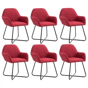 vidaXL Krzesła do jadalni, 6 szt., czerwone wino, tapicerowane tkaniną - Krzesła - miniaturka - grafika 1