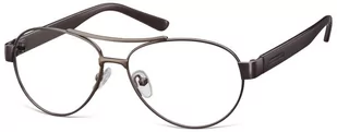 Sunoptic Małe Okulary oprawki Pilotki metalowe korekcyjne M380B brązowe - Okulary korekcyjne, oprawki, szkła - miniaturka - grafika 1