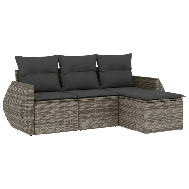 Modułowy zestaw wypoczynkowy z szarego rattanu PE, wymiary: 55x62x69 cm
