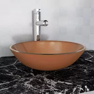 Umywalki - vidaXL Umywalka z hartowanego szkła, 42 cm, brązowa - miniaturka - grafika 1