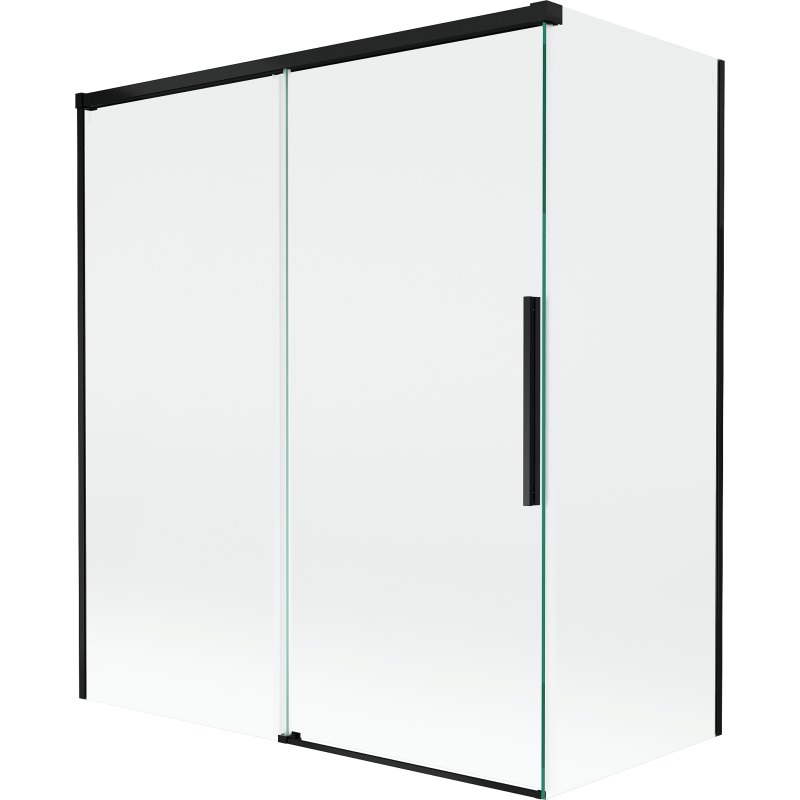 Mexen Rox parawan nawannowy 2-skrzydłowy rozsuwany 140 + 70 x 150 cm, transparent, czarny - 8C9-140-070-70-00