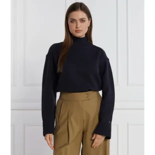 Tommy Hilfiger Golf | Loose fit | z dodatkiem wełny - Swetry damskie - miniaturka - grafika 1