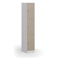 Szafki biurowe - Szafka ubraniowa ze schowkami, 3 schowki, 1850 x 300 x 500 mm, zamek obrotowy, drzwi beżowe - miniaturka - grafika 1
