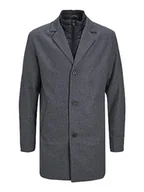 Płaszcze męskie - JACK & JONES Płaszcz męski, mieszanka wełny, szary melanż, L - miniaturka - grafika 1