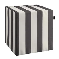 Pufy i podnóżki - Pufa kostka, biało-grafitowe pionowe pasy (5,5cm), 40 × 40 × 40 cm, Quadro - miniaturka - grafika 1