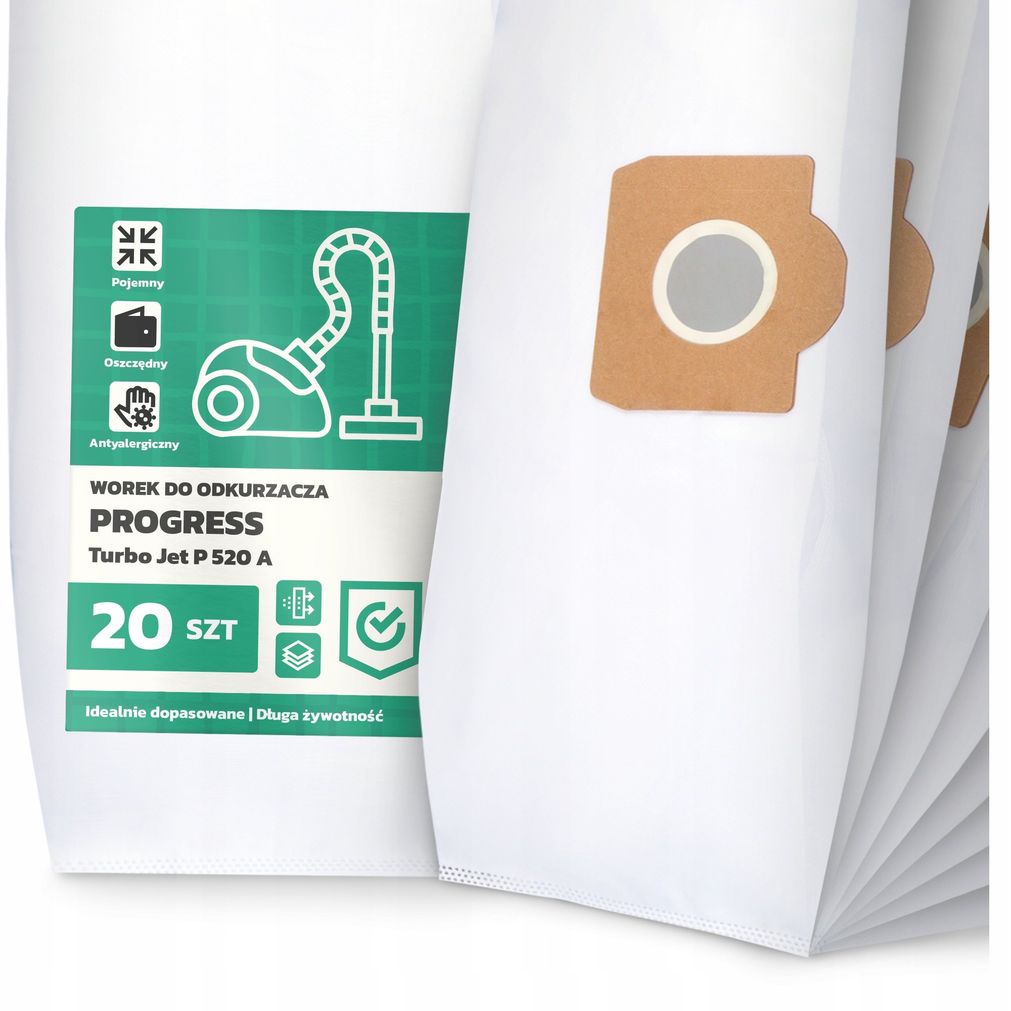 20x Worek do Odkurzacza Progress Turbo Jet P 520 A Syntetyczny Mocny Worki