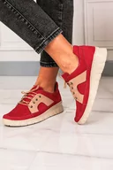 Półbuty damskie - Czerwone półbuty skórzane sznurowane Casu 0578 - miniaturka - grafika 1