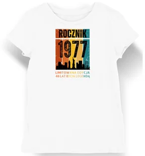 Koszulka damska biała 1977 urodziny 48 lat prezent S - Koszulki i topy damskie - miniaturka - grafika 1