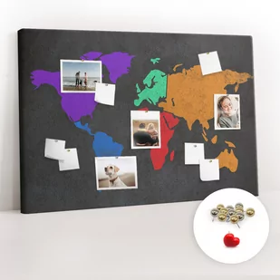 Organizer na ścianę XXL, Tablica Korkowa 120x80 cm - Mapa śwata + Pinezki - Tablice i flipcharty - miniaturka - grafika 1