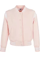 Kurtki i płaszcze dla dziewczynek - Urban Classics Girl's Girls Inset College Sweat Jacket kurtka, różowy/biały, 134/140, pink/white (różowy/biały), 134/140 cm - miniaturka - grafika 1