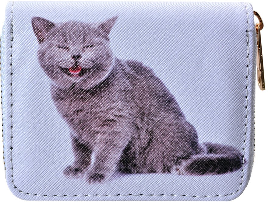 Juleeze JZWA0227 Portmonetka 11x9 cm Biały Szarypoliuretan Portfel z Kotem
