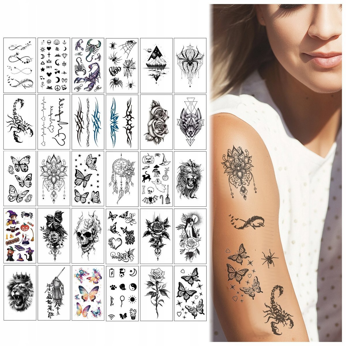 TATUAŻE ZMYWALNE DLA DZIECI 30 WZORÓW DLA DZIEWCZYNKI I CHŁOPCA