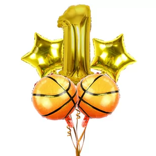 Zestaw balonów urodzinowych z motywem koszykówki,roczek, 5 el. - Baby shower i roczek - miniaturka - grafika 1