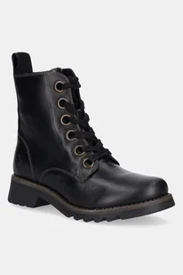 Fly London botki skórzane RAGI539FLY damskie kolor czarny na płaskim obcasie P144539003 - Botki damskie - miniaturka - grafika 1