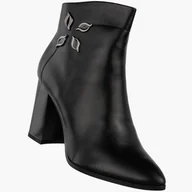 Botki damskie - Botki Damskie Ekoskóra Buty Ocieplane Eleganckie Na Słupku Czarne GOODIN Czarny 40 - Goodin - miniaturka - grafika 1