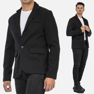 Marynarki męskie - Marynarka Męska Casual Elegancka Klasyczna Czarna 6587 M Czarny - miniaturka - grafika 1