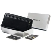 Portfele - Damski portfel skórzany Rovicky piórnik na suwak portmonetka na karty i gotówkę, czarny - miniaturka - grafika 1