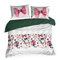 Pościel - Eurofirany Pościel świąteczna 220x200 Ribeno biała kolorowa kokardki gwiazdki Św 23 - miniaturka - grafika 1