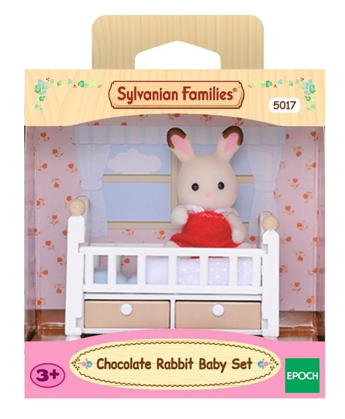 Sylvanian Families Zestaw z dzieckiem królików z czekoladowymi uszkami łóżko dziecięce 5017