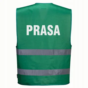 Kamizelka odblaskowa F474 PORTWEST S/M-zielona nadruk PRASA - Odzież robocza - miniaturka - grafika 1
