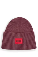 Czapki damskie - HUGO Męska czapka beanie Xaff 5, ciemny brąz 204, rozmiar uniwersalny - miniaturka - grafika 1