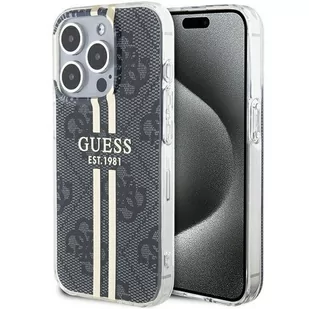 Etui Guess GUHCP15XH4PSEGK Apple iPhone 15 Pro Max hardcase IML 4G Gold Stripe czarny/black - Etui i futerały do telefonów - miniaturka - grafika 1