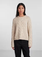 Swetry damskie - Pieces Sweter 17140372 Beżowy Regular Fit - miniaturka - grafika 1