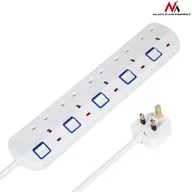 Listwy zasilające - Maclean Listwa zasilająca MCE205 przedłużacz 5 gniazd, z włącznikami, wersja UK, 250VAC/10A, 1,5m, biała MCE205 UK - miniaturka - grafika 1