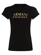 Koszulki i topy damskie - Armani Exchange - T-shirt damski, czarny - miniaturka - grafika 1