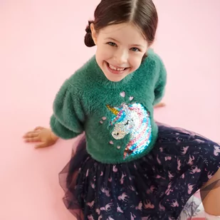 Sinsay - Sweter z cekinami - Zielony - Swetry dla dziewczynek - miniaturka - grafika 1