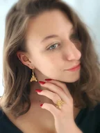 Kolczyki - Pszczoła złota - kolczyki srebrne - miniaturka - grafika 1