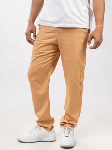 SPODNIE CHINO MATERIAŁOWE MĘSKIE BAWEŁNIANE JASNY BRĄZ HAFTY Jigga Wear M - Spodnie męskie - miniaturka - grafika 1